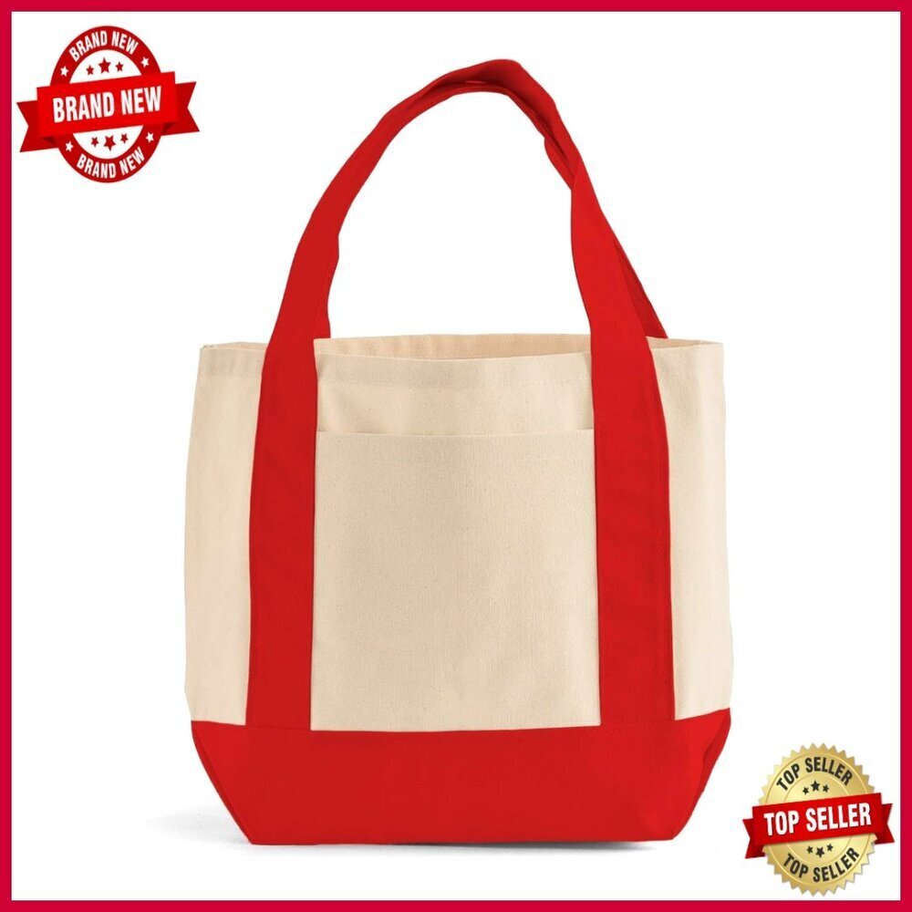 12 Pack Mini Canvas Tote Bags with Gusset, Reusable Eco-Friendly Shopping Bags